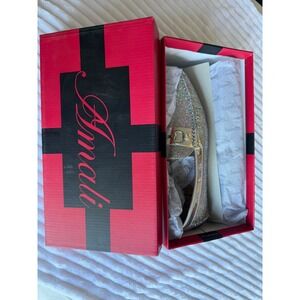 Amali Samson 211 Silver Glitter Driving Moccasins Loafers Men Size 10.5